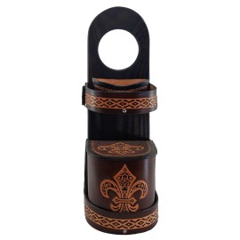 SUPORTE P/ CHIMARRO EM COURO 1L - FLOR DE LIS